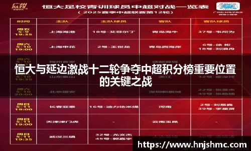 恒大与延边激战十二轮争夺中超积分榜重要位置的关键之战